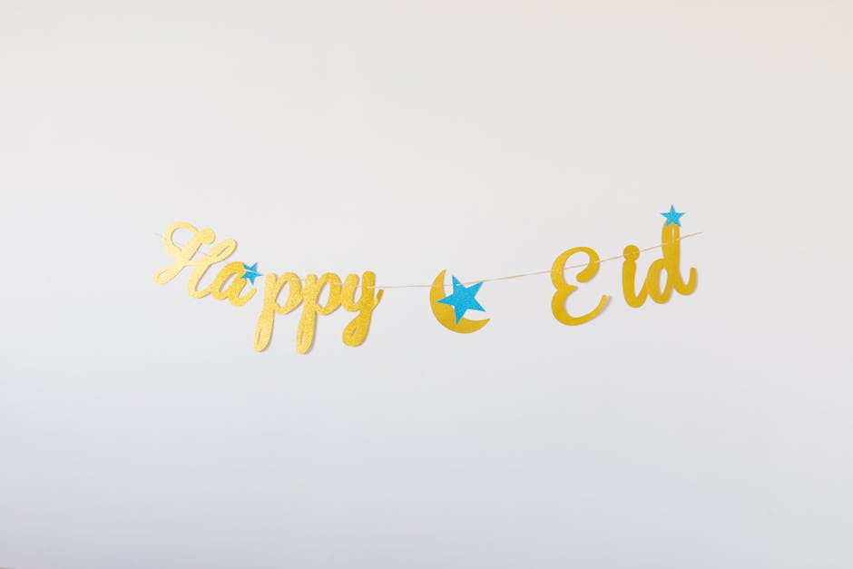 A decorative Eid Mubarak banner with stars, perfect for celebrating the Eid festival.