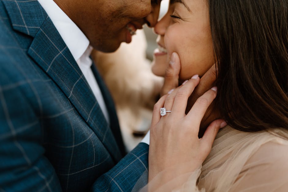 A loving couple sharing an intimate moment during their engagement in Lake Charles, LA.