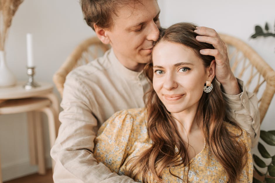 A loving couple sharing an intimate moment, capturing warmth and connection.