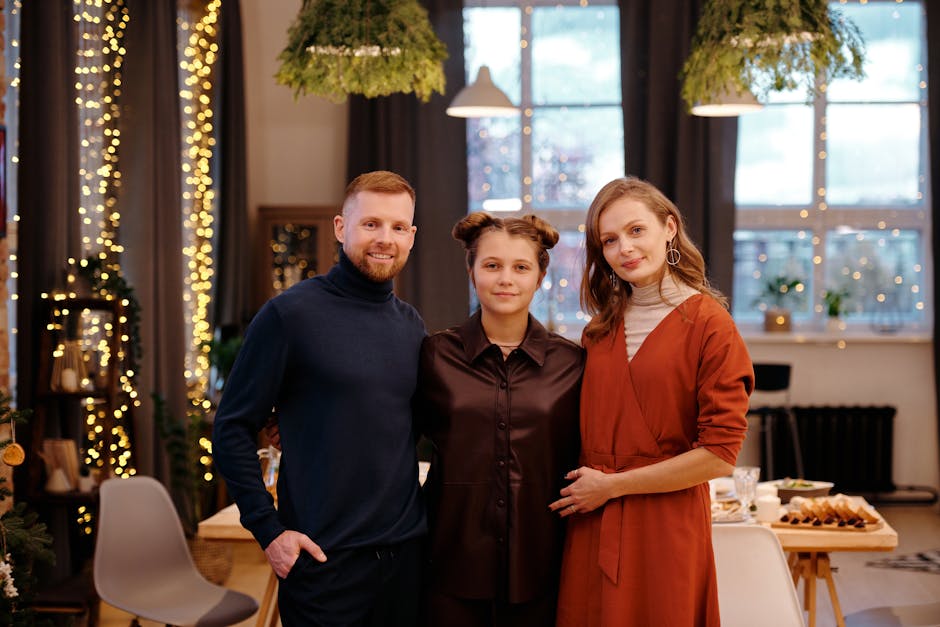 Family celebrating the holidays together at home, creating joyful memories.